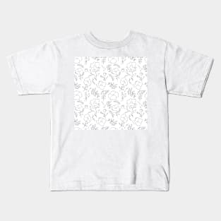 Hand drawn delicate decorative vintage seamless pattern with blossom flowers Kids T-Shirt